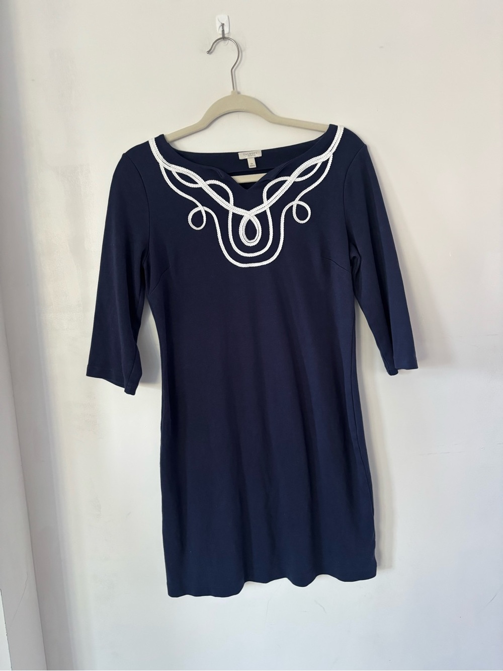 Talbots S P Blue Dress With White Lace